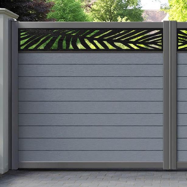 Fusion Palm Straight Top Driveway Gate - Anthracite - Top Screen