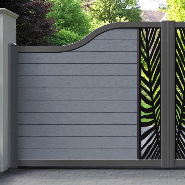 Fusion Palm Curved Top Driveway Gate - Anthracite - Middle Screen