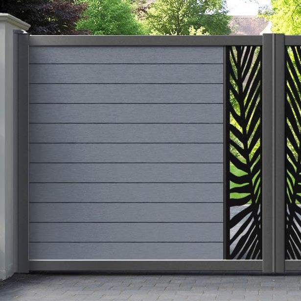 Fusion Palm Straight Top Driveway Gate - Anthracite - Middle Screen
