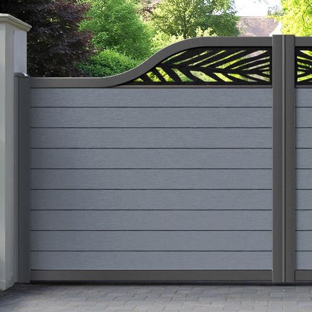 Fusion Palm Curved Top Driveway Gate - Anthracite - Top Screen