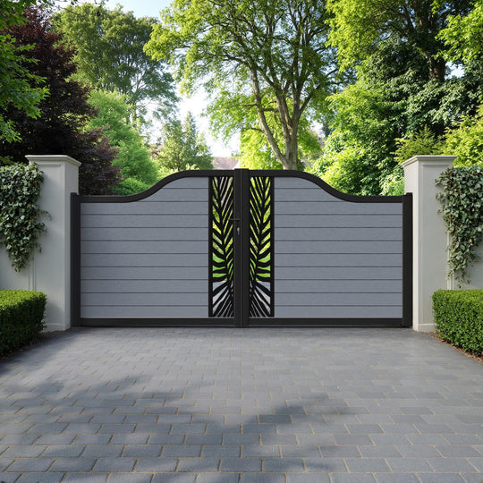 Fusion Palm Curved Top Driveway Gate - Anthracite - Middle Screen