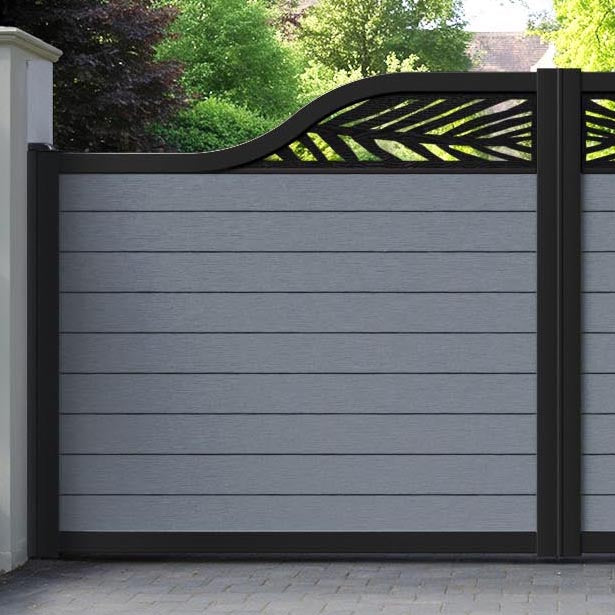 Fusion Palm Curved Top Driveway Gate - Anthracite - Top Screen