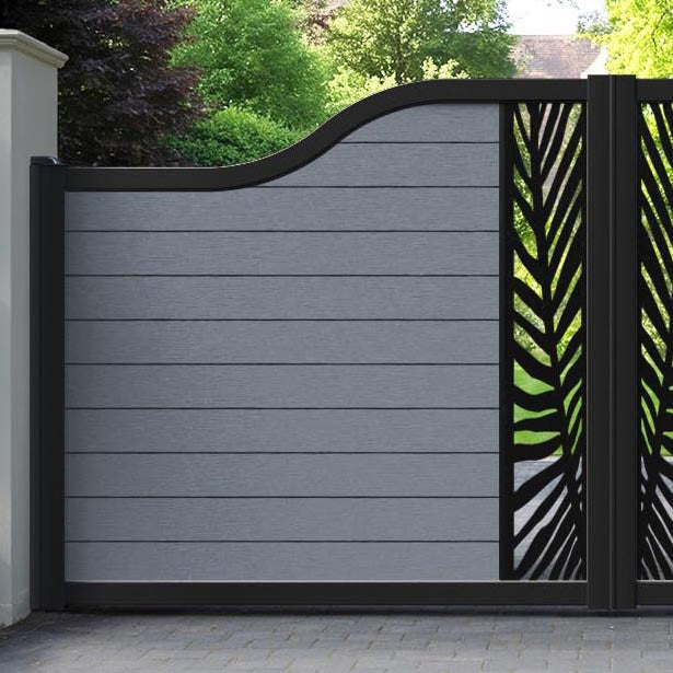 Fusion Palm Curved Top Driveway Gate - Anthracite - Middle Screen