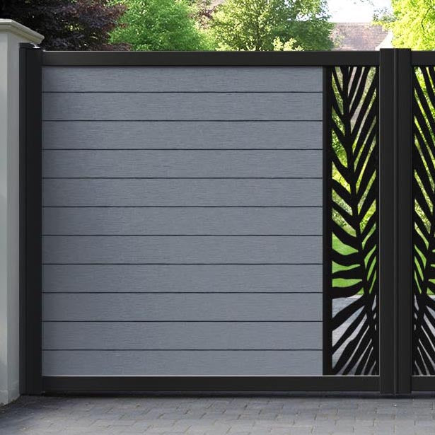 Fusion Palm Straight Top Driveway Gate - Anthracite - Middle Screen