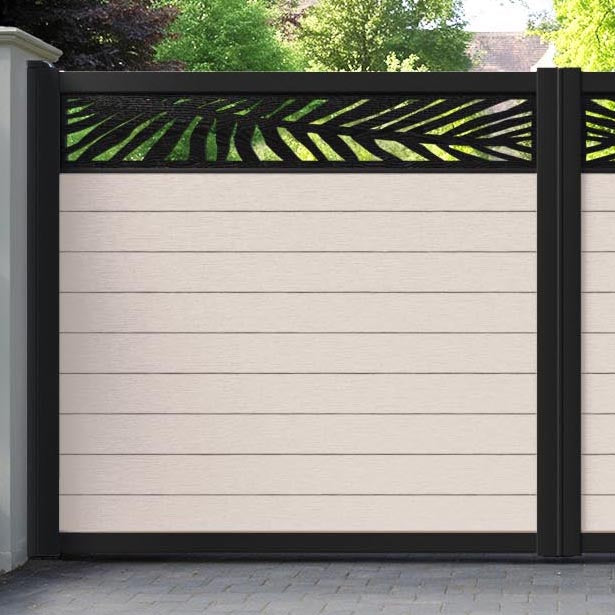 Fusion Palm Straight Top Driveway Gate - Mid Stone - Top Screen