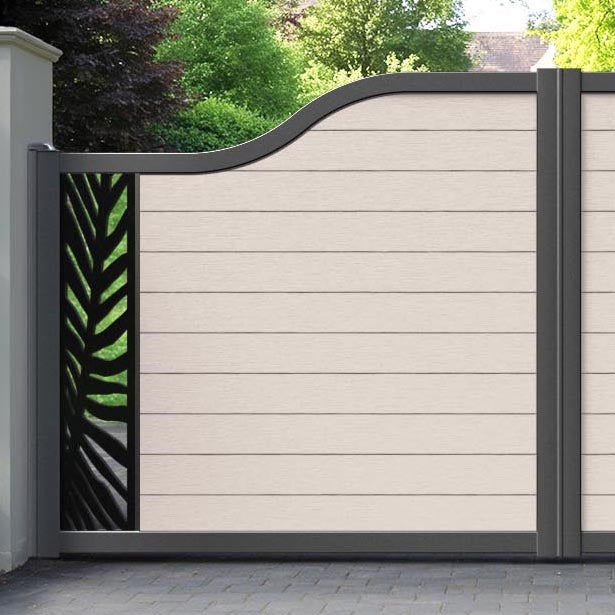 Fusion Palm Curved Top Driveway Gate - Mid Stone - End Screen