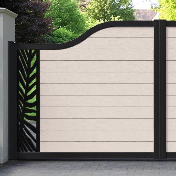 Fusion Palm Curved Top Driveway Gate - Mid Stone - End Screen