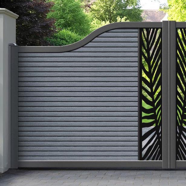 Hudson Palm Curved Top Driveway Gate - Anthracite - Middle Screen