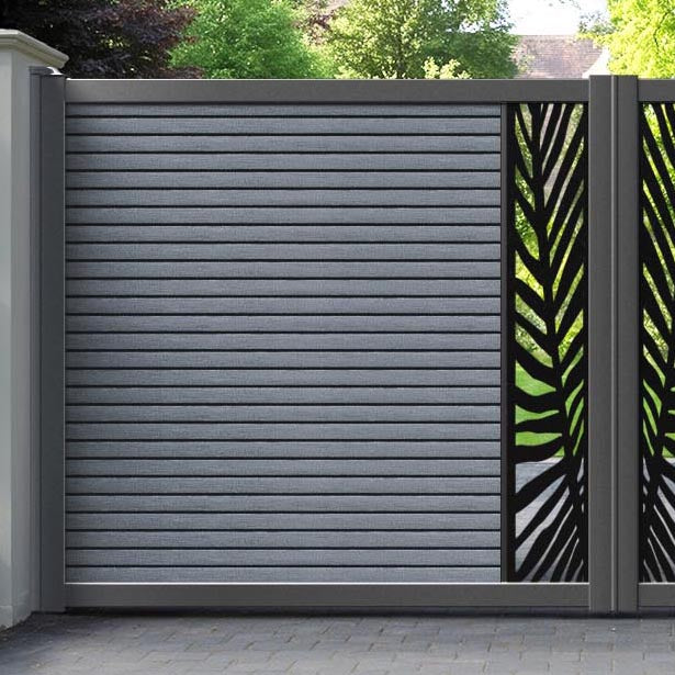 Hudson Palm Straight Top Driveway Gate - Anthracite - Middle Screen