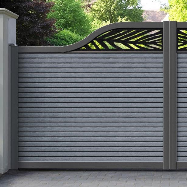 Hudson Palm Curved Top Driveway Gate - Anthracite - Top Screen