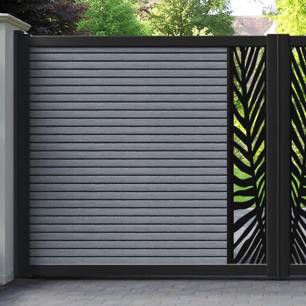 Hudson Palm Straight Top Driveway Gate - Anthracite - Middle Screen