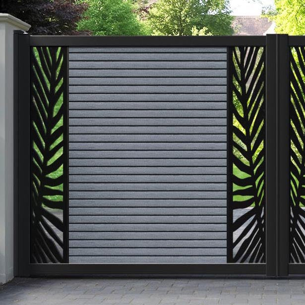 Hudson Palm Straight Top Driveway Gate - Anthracite - Middle & End Screen