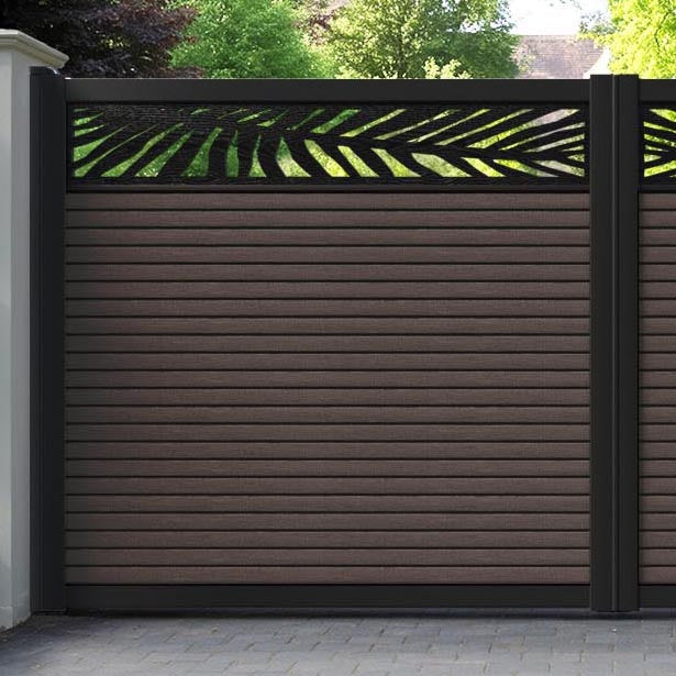 Hudson Palm Straight Top Driveway Gate - Mid Brown - Top Screen