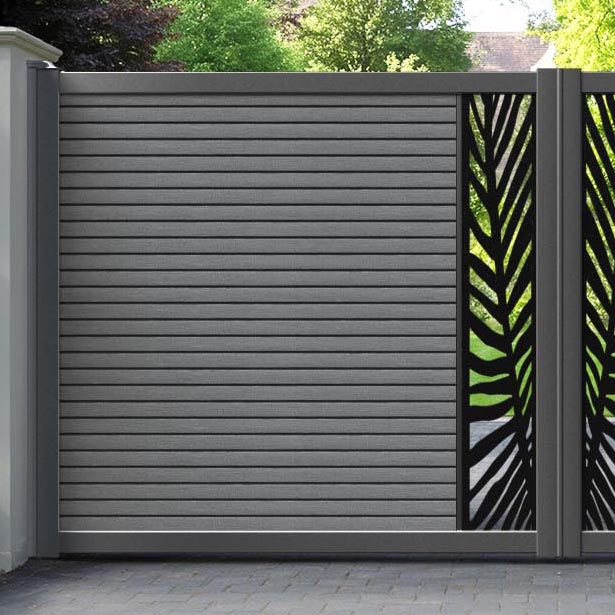 Hudson Palm Straight Top Driveway Gate - Mid Grey - Middle Screen