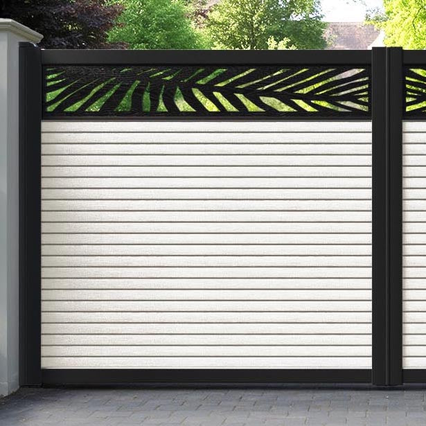 Hudson Palm Straight Top Driveway Gate - Light Stone - Top Screen