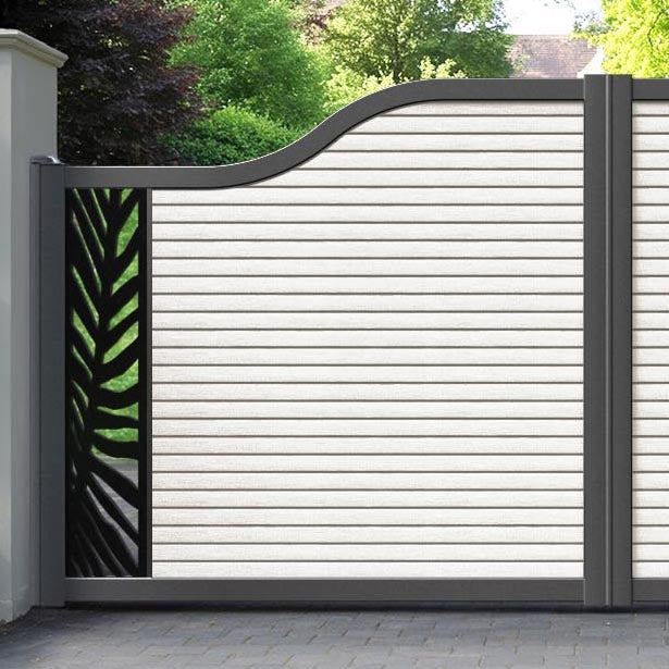 Hudson Palm Curved Top Driveway Gate - Light Stone - End Screen