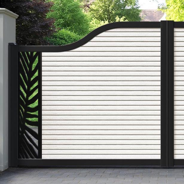 Hudson Palm Curved Top Driveway Gate - Light Stone - End Screen