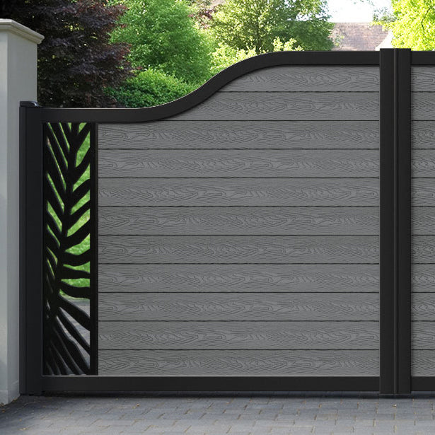 Classic Palm Curved Top Driveway Gate - Mid Grey - End Screen