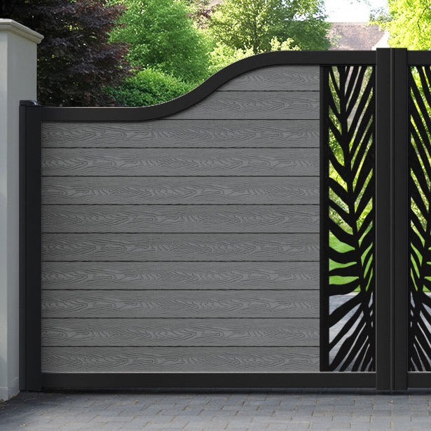 Classic Palm Curved Top Driveway Gate - Mid Grey - Middle Screen