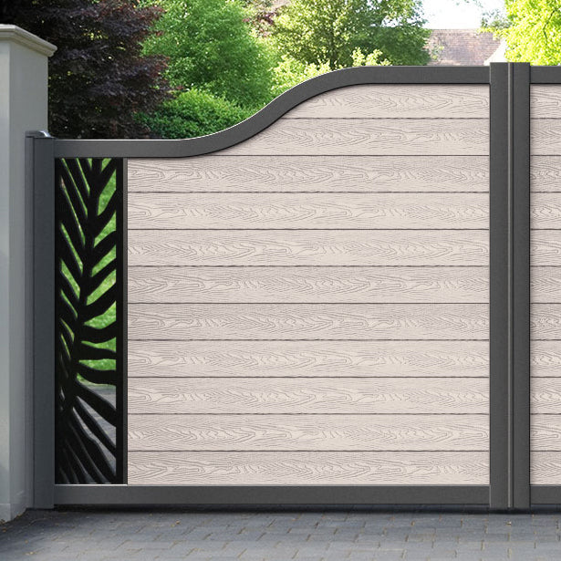 Classic Palm Curved Top Driveway Gate - Mid Stone - End Screen