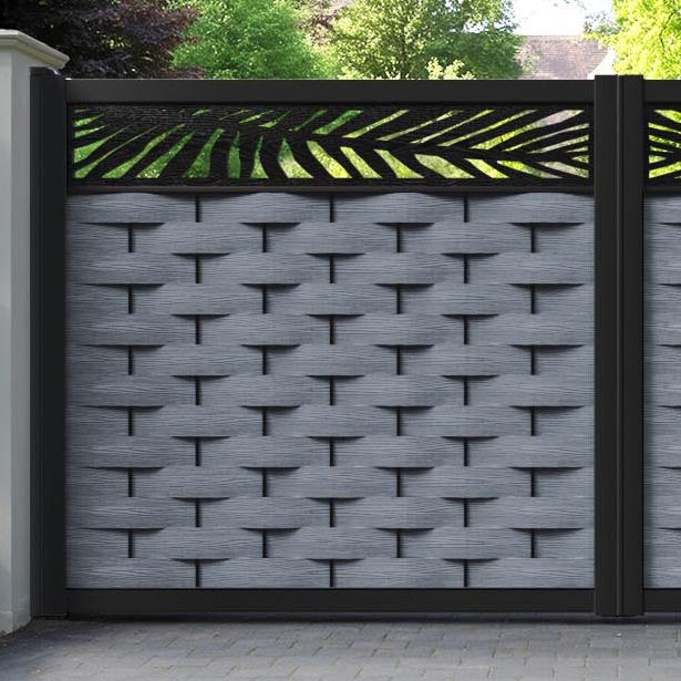 Ripple Palm Straight Top Driveway Gate - Anthracite - Top Screen