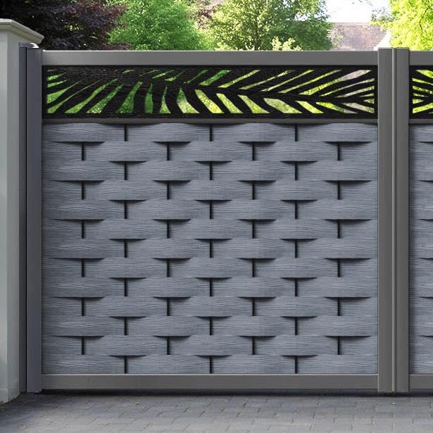 Ripple Palm Straight Top Driveway Gate - Anthracite - Top Screen