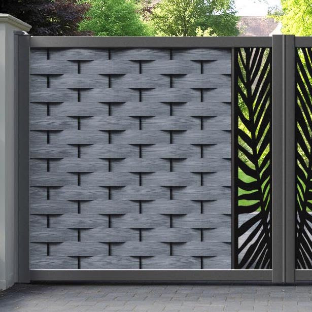 Ripple Palm Straight Top Driveway Gate - Anthracite - Middle Screen