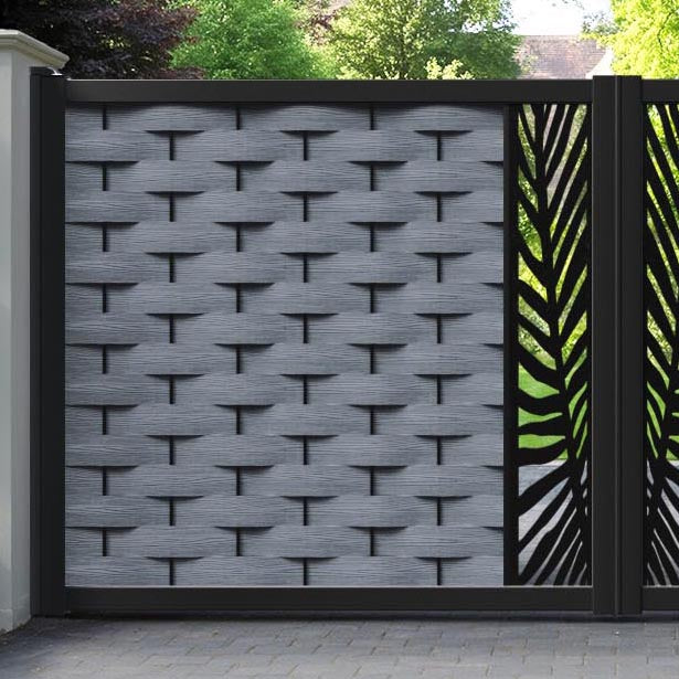 Ripple Palm Straight Top Driveway Gate - Anthracite - Middle Screen