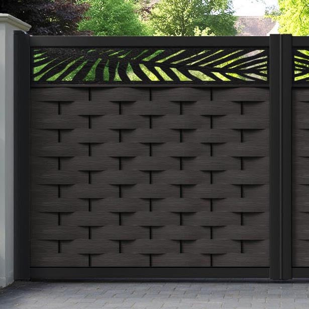 Ripple Palm Straight Top Driveway Gate - Dark Oak - Top Screen