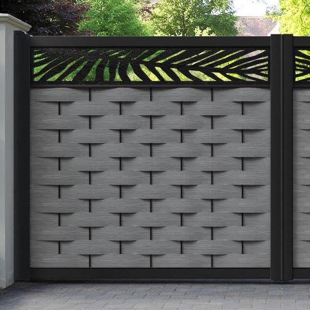 Ripple Palm Straight Top Driveway Gate - Mid Grey - Top Screen