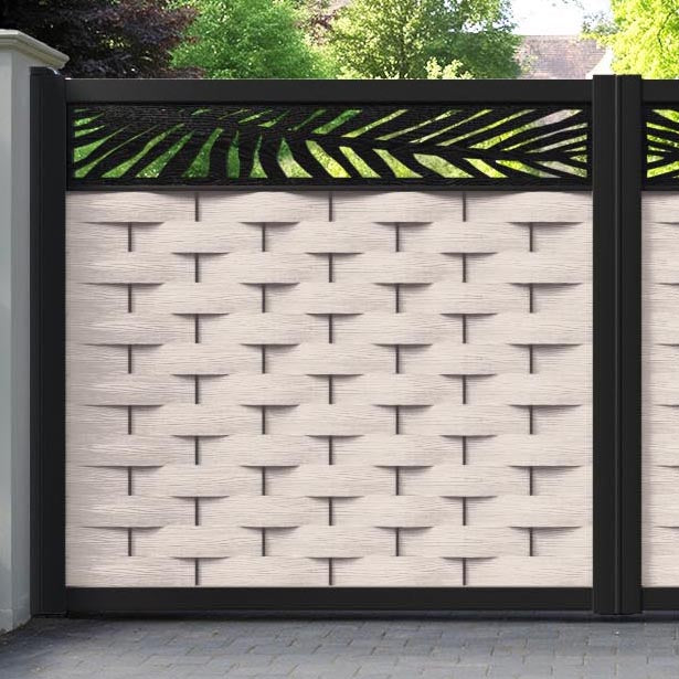 Ripple Palm Straight Top Driveway Gate - Mid Stone - Top Screen