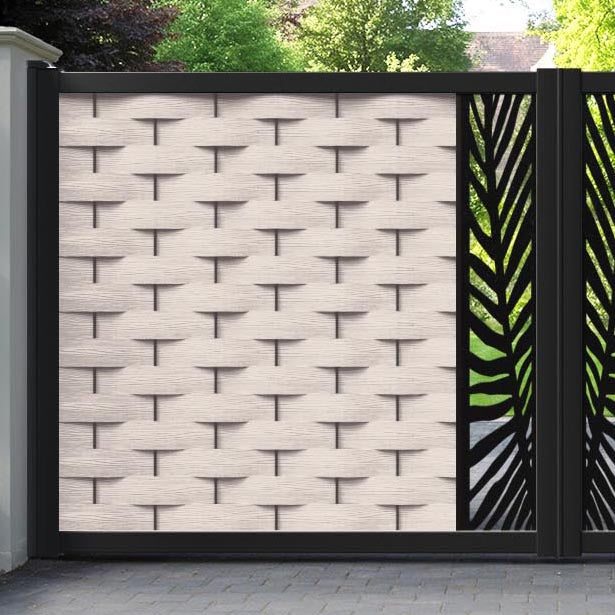 Ripple Palm Straight Top Driveway Gate - Mid Stone - Middle Screen