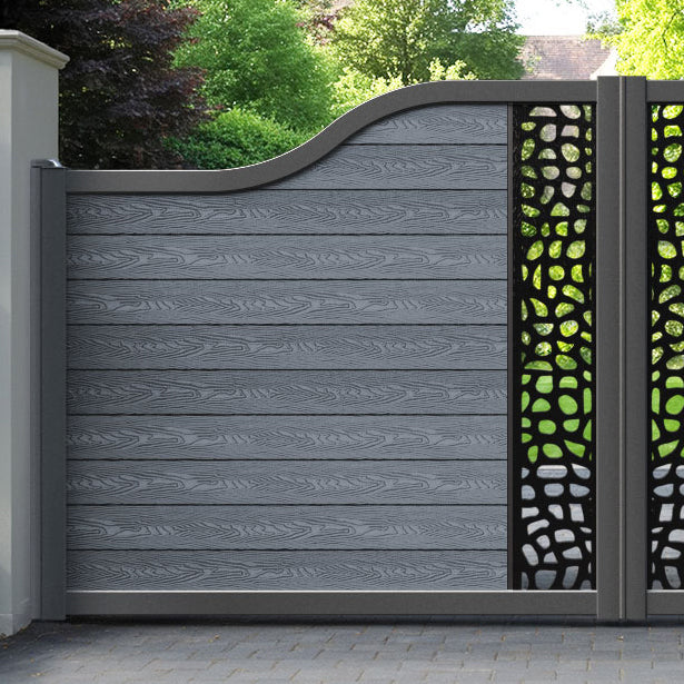 Classic Pebble Curved Top Driveway Gate - Anthracite - Middle Screen