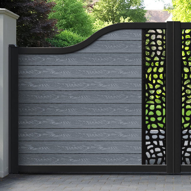 Classic Pebble Curved Top Driveway Gate - Anthracite - Middle Screen