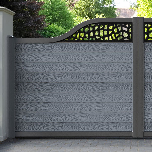 Classic Pebble Curved Top Driveway Gate - Anthracite - Top Screen