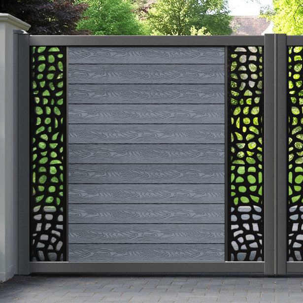 Classic Pebble Straight Top Driveway Gate - Anthracite - Middle & End Screen