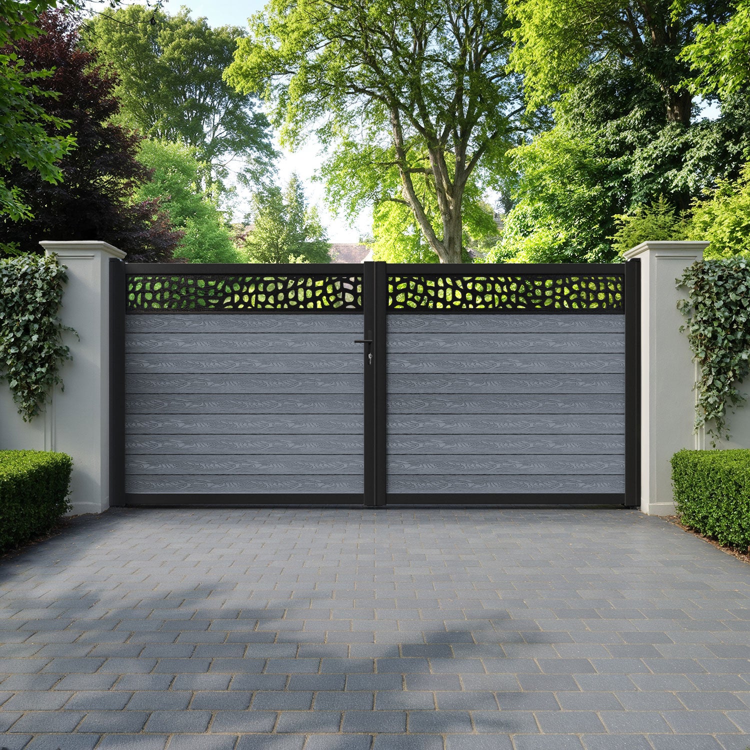 Classic Pebble Straight Top Driveway Gate - Anthracite - Top Screen