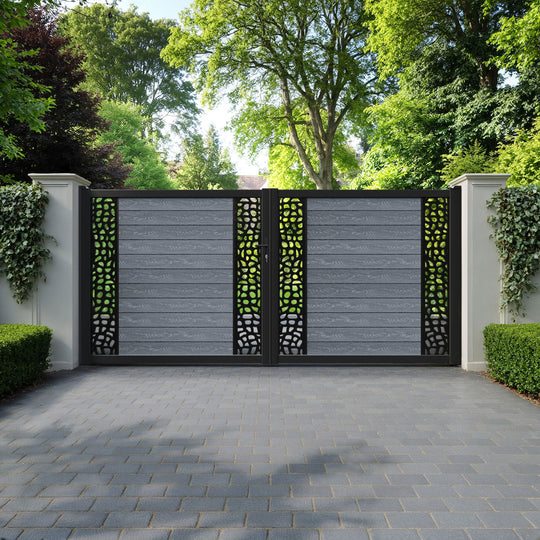 Classic Pebble Straight Top Driveway Gate - Anthracite - Middle & End Screen