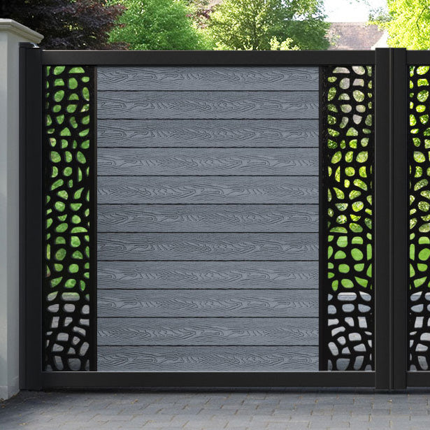 Classic Pebble Straight Top Driveway Gate - Anthracite - Middle & End Screen