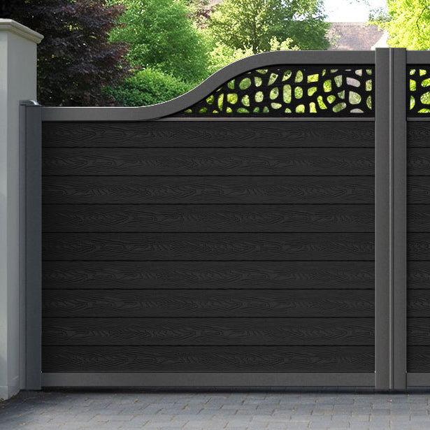 Classic Pebble Curved Top Driveway Gate - Black - Top Screen