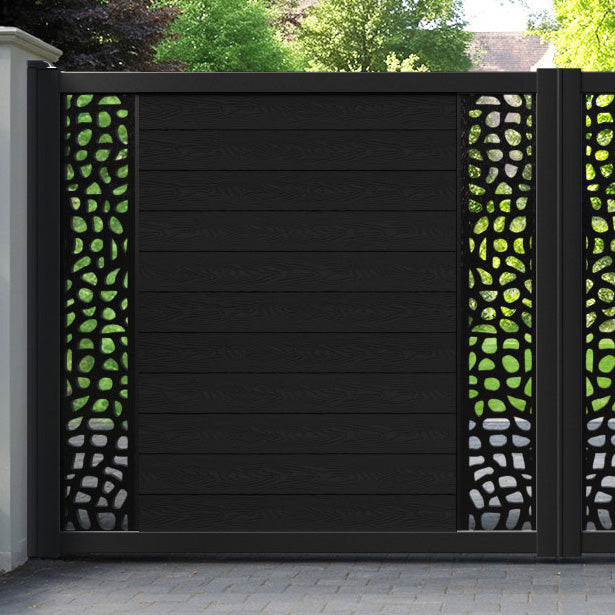 Classic Pebble Straight Top Driveway Gate - Black - Middle & End Screen