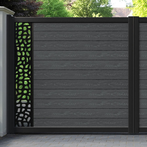 Classic Pebble Straight Top Driveway Gate - Dark Grey - End Screen