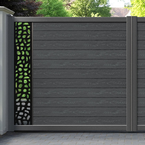 Classic Pebble Straight Top Driveway Gate - Dark Grey - End Screen