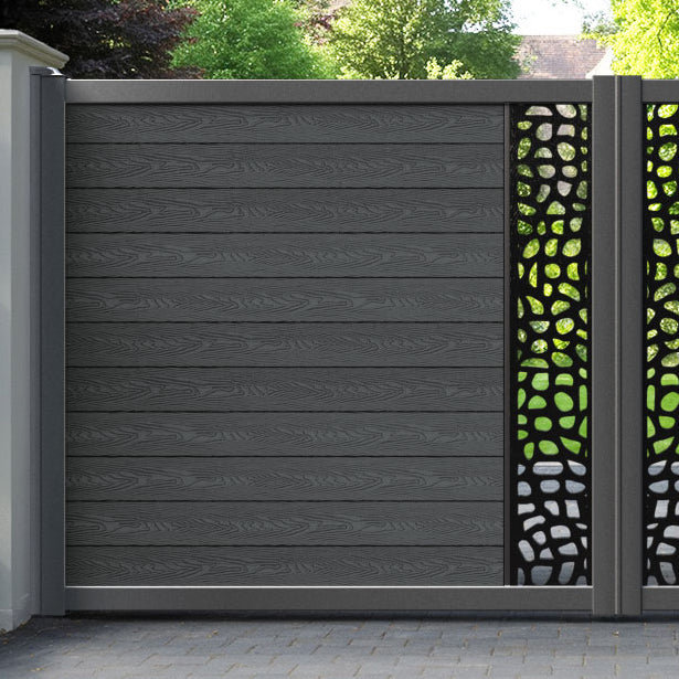 Classic Pebble Straight Top Driveway Gate - Dark Grey - Middle Screen