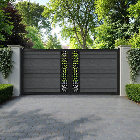 Classic Pebble Straight Top Driveway Gate - Dark Grey - Middle Screen