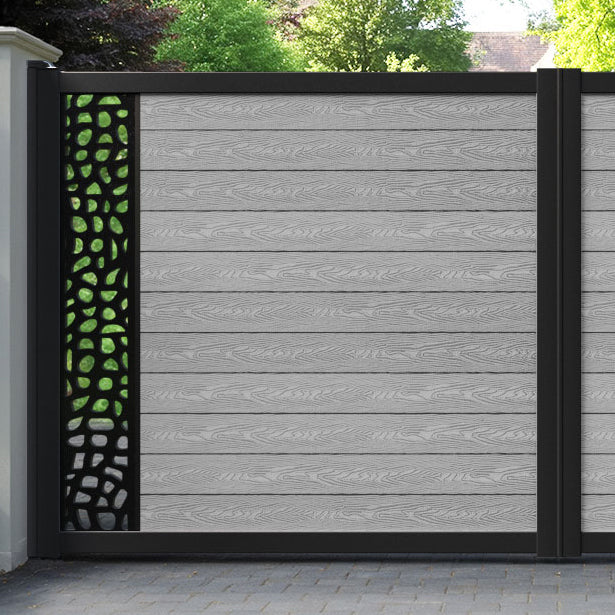 Classic Pebble Straight Top Driveway Gate - Light Grey - End Screen