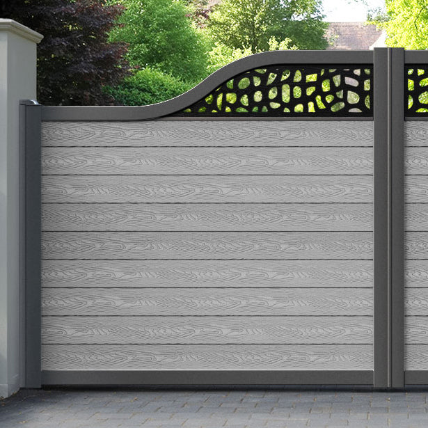 Classic Pebble Curved Top Driveway Gate - Light Grey - Top Screen