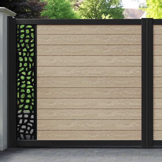 Classic Pebble Straight Top Driveway Gate - Light Oak - End Screen