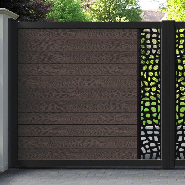 Classic Pebble Straight Top Driveway Gate - Mid Brown - Middle Screen