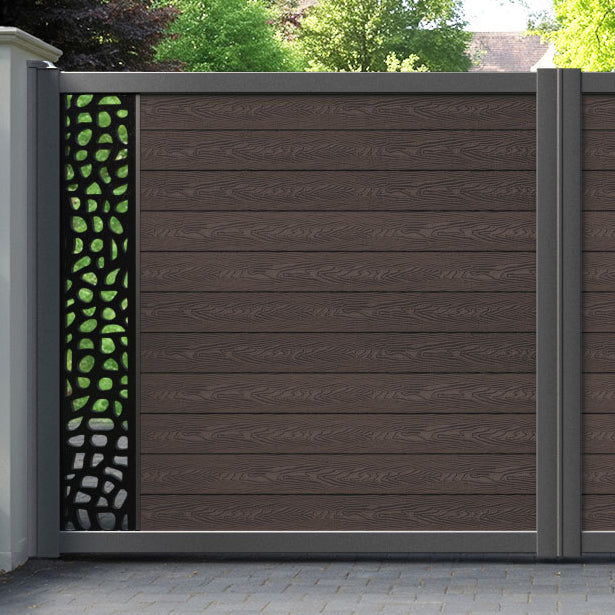 Classic Pebble Straight Top Driveway Gate - Mid Brown - End Screen